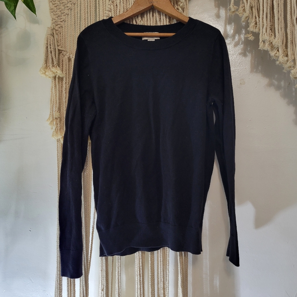Loft 100% Cotton Crew Neck Black Sweater - Basic Essentials
